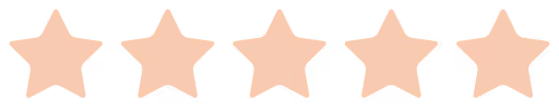 五颗橙色星星排成一行，表示满分评级。